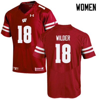 Women's Wisconsin Badgers NCAA #18 Collin Wilder Red Authentic Under Armour Stitched College Football Jersey OR31N06OJ